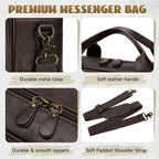 RAINSMORE Mens Laptop Bag PU Leather Messenger Bag 15.6 Inch Briefcase Vintage Computer Satchel Bag for Work Business