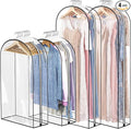 Dntorx 4 Pack Full Clear Garment Bags with Side Zipper, 40&60" Clothes Covers with 10" Gusset, Transparent Hanging Suit & Coat Covers for Closet Storage, Jackets, Dresses, Windbreakers