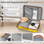 4 Piece Luggage Set, Hardside Expandable Lightweight Suitcase with 360° Mute Spinner Wheels Luggage Sets, TSA Lock, 14/20/24/28 Inch Travel Luggage for Men, Women and Girls (Yellow)