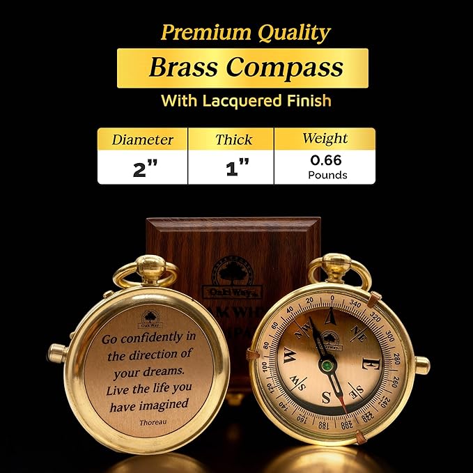 The Dream Chaser Compass - Go Confidently -2026 Unique Graduation Gifts for Him, College, High School, Cool Birthday Gift Idea for Son, Boys, Motivational Greeting Card Included