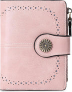 Small Wallet for Women Bifold Credit Card Holder RFID Blocking with Zipper Pocket