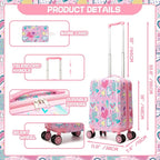 Kids Luggage with Spinner Wheels 5 Piece Carry on Suitcases for Girls Backpack with Lunch Box Pencil Case 16" Toddler Suitcase Set Airline Approved (Pink Heart)