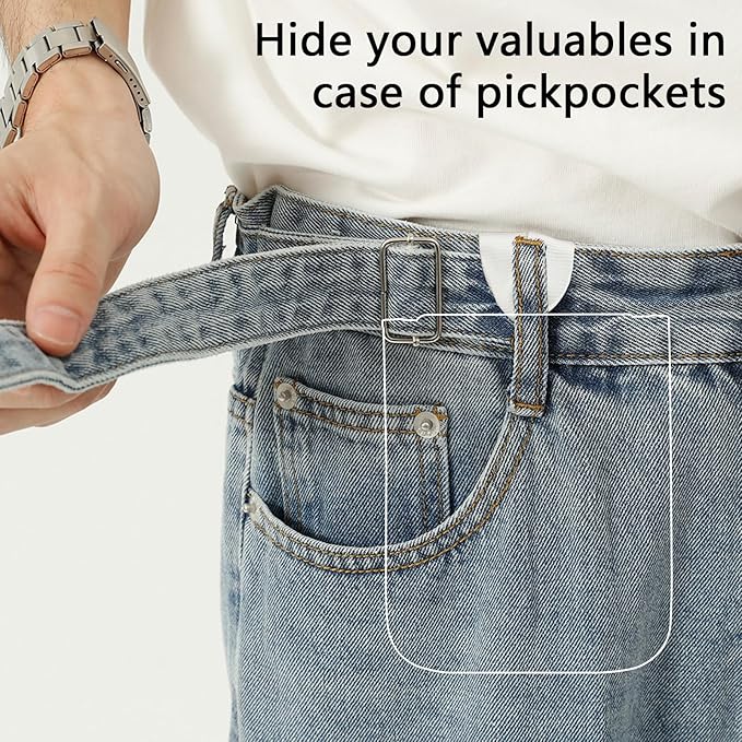 2Pack Travel Wallet with Hidden Safe Pocket, Passport Wallet, Credit Cards and Travel Documents, Money Belt for Travel Women and Men Hidden (White)