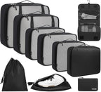 BAGAIL 6 Set/8 Set/10 Set Packing Cubes Various Sizes Packing Organizer for Travel Accessories Luggage Carry On Suitcase