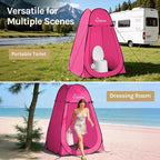 Wolfwise Pop Up Shower Tent for Camping, Portable Instant Changing Tent with Ventilation Window & Carry Bag, Privacy Bathroom Toilet for Beach & Outdoor, Width 47 ", Height 75 ", Rose Red