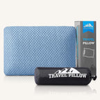 Travel Pillow Memory Foam Pillows, Camping Pillow-Compressible Medium Firm, Breathable Cover, Ideal Backpacking Hiking, Bed Pillows, Airplane and Car (Blue, L)