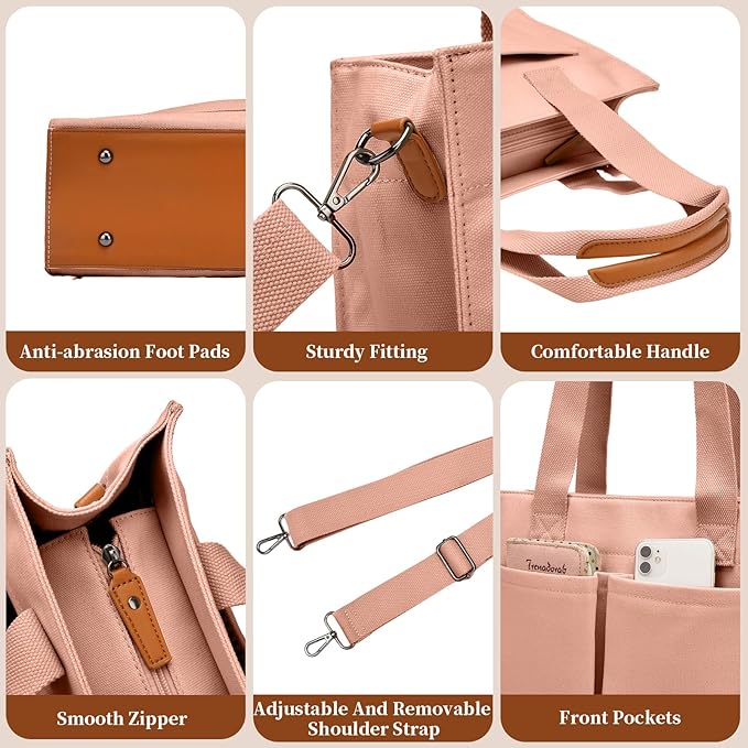 Canvas Laptop Tote Bag for Women | Pockets, Stands Upright, Convertible
