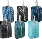 BeeGreen Shoe Organizer Shoe Bags For Travel with Zipper Closure, Shoe Storage Organizer with Handle Travel Bags, Green Blue Lightblue-Geometry, Large, Green Blue Lightblue-geometry