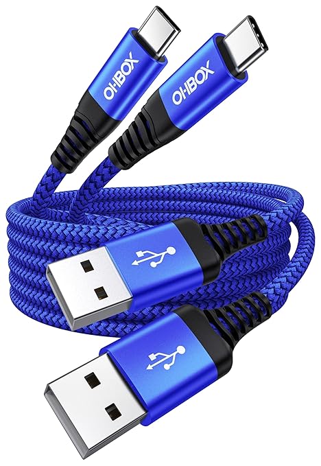 USB A to USB C Cables Fast Charging [2 Pack 3FT], USB to USB C Cable for CarPlay, iPhone USB Type C Charger Durable Braided USBC Cord for iPhone 17/16/15/Pro Max, Samsung Galaxy S23 and More-Blue