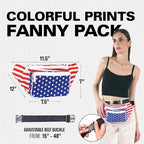 American Flag - 4th of July Fanny Pack Belt bag - Crossbody Waist Bag for Men or Women - Hands-Free, Waterproof Large Bumbag for Hiking, Running, and Travel