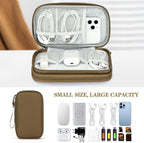 FYY Electronic Organizer, Travel Cable Organizer Bag Pouch Electronic Accessories Carry Case Portable Waterproof Double Layers Storage Bag for Cable, Charger, Phone, Earphone, Medium Size, Brown