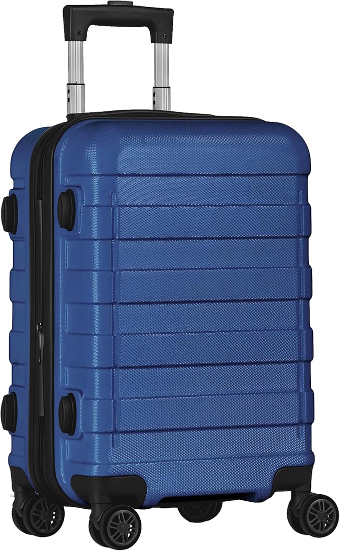 SUPER DEAL Spinner Luggage 21 Inch Hardside Expandable Suitcase Travel Carry On Luggage with 360° Swivel Wheels and Height Adjustable Handle, Blue