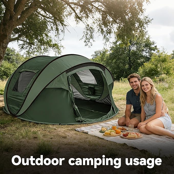 Instant Pop Up Tents for Camping, 4/6 Person Easy Pop Up Camping Tents,Automatic Set Up Tent in 3 Seconds,Waterproof Sunshade Family Tent,Lightweight Dome Tent for Outdoor Camping,Hiking & Beach
