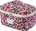 uekeboag Large Travel Quilted Makeup Bag for Women, Floral Cotton Cosmetic Bag, Coquette Aesthetic Floral Toiletry Organizer Bag