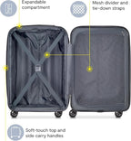 DELSEY PARIS Helium Aero Hardside Expandable Luggage with Spinner Wheels, Black, 2-Piece Set (21/24)