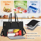 Laptop Bag for Women with Insulated Lunch Compartment 15.6 Inch Pu Leather Work Tote Computer Briefcase Bag for Office