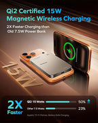 MOMAX (2026 NEW) Magnetic Portable Charger 10000mAh Qi2 Certified 15W Fast Charging Power Bank iPhone Air MagSafe Battery Pack Designed for iPhone 17 Pro Max/17 Pro/Air/16/15/14/13/12