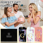 3 Pack Luxury Floral Luggage Tags, Durable PU Leather Suitcase Tags with Stainless Steel Cable Strap, Hidden ID Slot for Privacy Protection, Easy to Identify Waterproof Travel Accessories Gift (G)