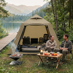 VINGLI Inflatable Camping Tent, All-Weather Inflatable Hot Tents with Stove Jack, Blow Up Tent for Camping with Mesh Doors & Windows, Inflatable Air Tents for Camping Adult