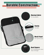 WTREE 4-Piece Packing Cubes Travel Accessories Set for Suitcases - Luggage Organizer Bags with Double Zipper - Mesh Top - Large - Black