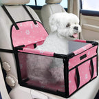 Dog Car Seat Foldable Dog Car Booster Seat Waterproof Breathable Oxford Travel Bag for Small to Medium Dogs, Puppies, and Pets-Pattern Pink-Upgrade