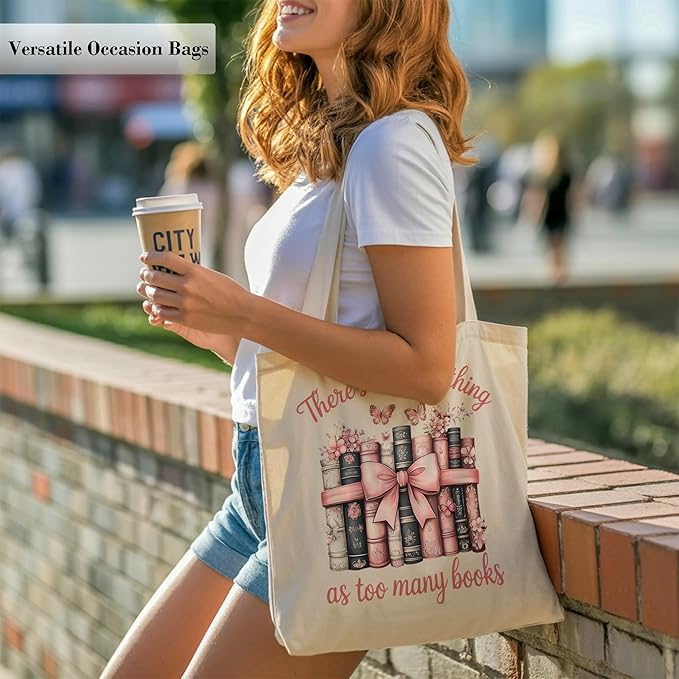 Aesthetic Canvas Tote Bag, Cute Reusable Bags for Women with Inner Pocket