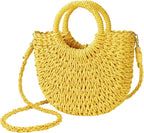 Womens Straw Beach Bag Woven Crossbody Shoulder Bags Top Handle Satchel Handbag Purse for Summer
