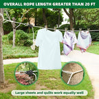 Retractable Travel Clothesline, Heavy Duty Clothes Line Rope with Adjustable Pulley and Carabiner Rope for Outdoor Camping Indoor Home Travel Clothes Drying 16.5FT