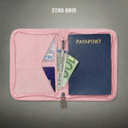 Zero Grid RFID Passport Holder & Travel Wallet, Zippered Wallet for Men & Women, Fits Passport, Cards, Cash, Tickets, ID, Sim Card; Premium & Compact Travel Document Holder - Rose Pink
