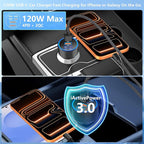 USB C Car Charger, KYOHAYA 120W 6-Port USB-C & USB-A Power Cigarette Lighter Fast Charging Adapter PD/QC Type C Car Charger for iPhone 17 Pro 17 Pro Max 16 Pro 15 14 13 12 11/Galaxy S26 S25/Pixel/iPad