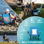 Joyfair Beach Camping Chair (2 Pack), Outdoor Folding Lawn Chair for Adults, Heavy Duty Portable Chair with Armrest for Outside Fishing, Sport, Patio, Cup Holder & Storage Pocket, Carry Bag (Blue)