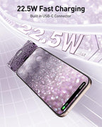 iWALK Upgraded Sparkly Portable Charger 22.5W, 5000mAh Power Bank for iPhone 17/16/15 Series, Mini Battery Pack with Built-in USB-C Connector Compatible with Samsung S25/24, iPad Pro/Air, AirPods