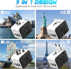 ISIX International Travel Adapter Universal Power Adapter Worldwide All in One 4 USB Perfect for European US, EU, UK, AUS,Asia 200+ Countries