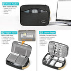 Travelkin Large Cord Organizer Travel, Electronic Organizer Travel Case, Expandable Cable Organizer Bag For Cords, Chargers Phone, Usbs, Tablet (Up to 10"), SD Card (Black)