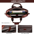 LEATHER VILLAGE 18" Leather Laptop Messenger Briefcase Bag for Men-Leather Satchel for Travel and Office Shoulder Bag-Red Brown