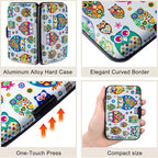 ELFISH Mini RFID Aluminum Wallet Credit Cards Holder Business Card Case Metal ID Case for Men Women (Owl)