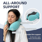 Travel Pillow with Extra Large Hood for Airplane Long Flights Privacy and Comfort Memory Foam with Skin-Friendly Cover for Road Trip Head&Neck Support for Plane Office Cars Sleeping & Rest (Mint Blue)