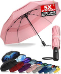 TUMELLA Strongest Windproof Travel Umbrella (Compact, Superior & Beautiful), Small, Wind-Tested, Light & Portable, Automatic Folding Rain Umbrella, Durable Premium Grip, Fits Car and Backpack