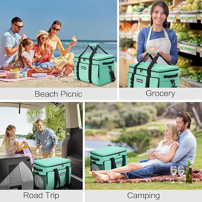 Soft Insulated Cooler Bag Collapsible Large Travel Coolers Soft Sided Coolers Ice Chest, Leakproof, Waterproof