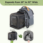 Morpilot Expandable Cat Carrier Backpack for Small Dogs & Cats Up to 20lbs, Breathable Mesh Pet Travel Backpack with Safety Leash, Foldable Airline Approved Carrier for Hiking Camping Outdoor, Grey