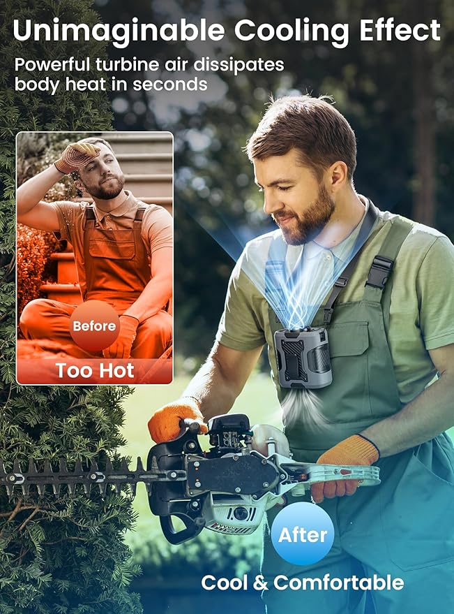 Koonie Portable Waist Clip Fan, Wearable Belt Personal Device with 100 Levels Speeds, Rechargeable Battery Supports 24H Working Time, Cool Clip Fan Under Shirt for Outdoor Work Camping Travel