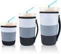 KJQJLY 3 Pack Reusable Iced Coffee Sleeves for Iced Coffee Cups or Drinks Reusable Neoprene Insulated Sleeves for Hot and Cold Drinks from Starbucks, Dunkin, And More (Navy Blue)