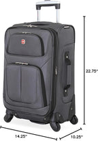 SWISSGEAR Sion Softside Expandable Spinner Luggage Durable Lightweight Travel Suitcase, Dark Grey, Carry-On 21-Inch