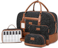 Wogarl 4PCS Weekender Bags for Women Large Overnight Weekend Travel Duffel Carry on Shoulder with Shoe Compartment Canvas Toiletry Bag for Travel Business Gym