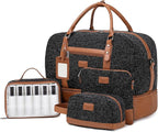 Wogarl 4PCS Weekender Bags for Women Large Overnight Weekend Travel Duffel Carry on Shoulder with Shoe Compartment Canvas Toiletry Bag for Travel Business Gym