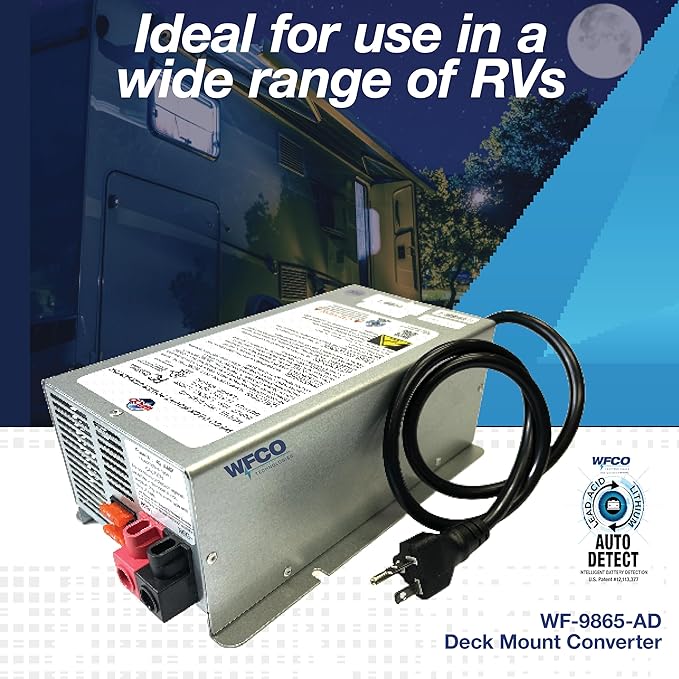 WFCO Arterra WF-9865-AD-CB Converter/Charger - Deckmount - 65 Amp DC Output (20 Amp AC Power Cord) , Gray