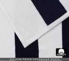 COTTON CRAFT Oversized Beach Towel - 2 Pack 35 x 70 inches XL Beach Towel - 100% Cotton Velour - Big & Huge - Thick Plush 450 GSM Super Soft Luxury Towel - Pool Picnic Bath - Cabana Stripe Navy