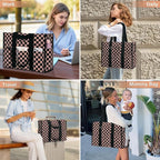 Becokan Large Tote Bag for Women Waterproof with 12 Pockets Top Zipper Closure Utility Teacher Nurse Bags for Work School