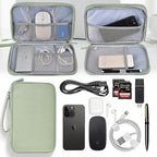 CAAORDKSO Large Electronics Travel Organizer Case, Cable Organizer Bag Water Resistant Double Layers Accessories Storage Bag Tech Pouch, for Cord, Charger, Power Bank, Earphone (Mint Green, X-Large)