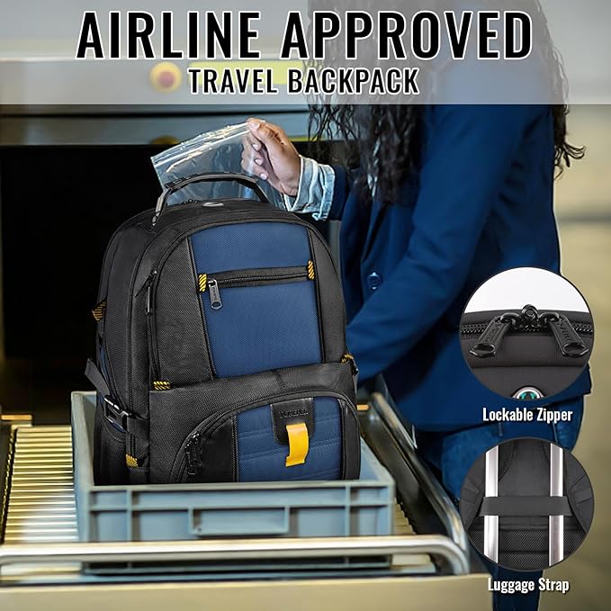 YOREPEK Large Backpack for Men, Extra Large Laptop Backpacks for Men Women, Water Resistant Travel Backpack Airline Approved Business Work Bag Fits 18.4 Inch Computer, Black